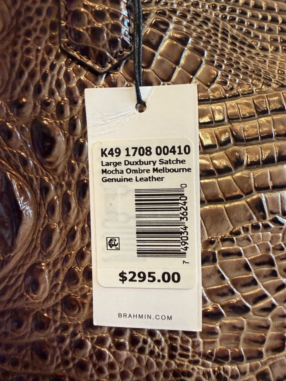 Brahmin Large Duxbury Satchel Mocha Ombre Melbourne Croc Embossed Leather - Picture 3 of 7